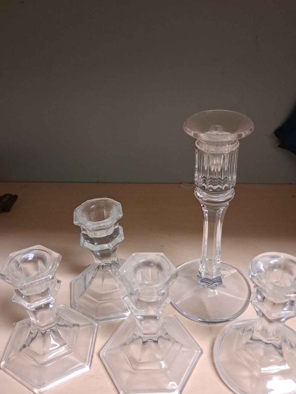 Crystal Clear Glass Candlestick Set - Clear